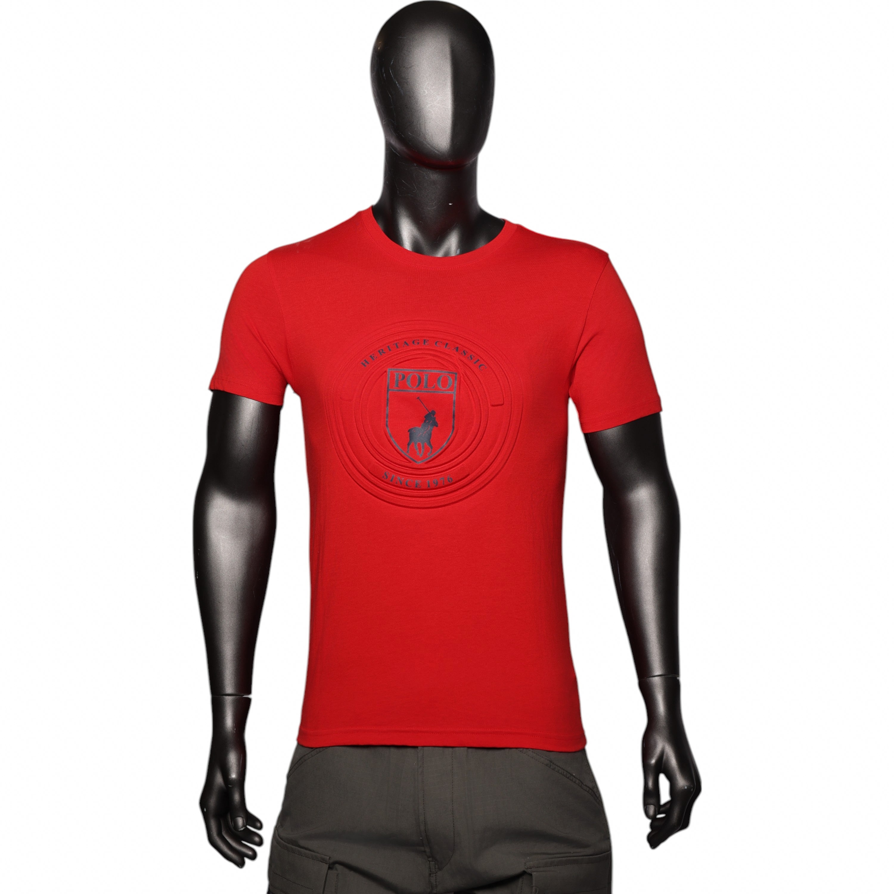 Polo T-Shirt Embossed Crest Red